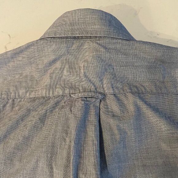 Izod Button Down Lg Sleeve Oxford Collar Casual Cotton Shirt Heathered Blue Sz M - Picture 10 of 13
